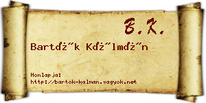 Bartók Kálmán névjegykártya